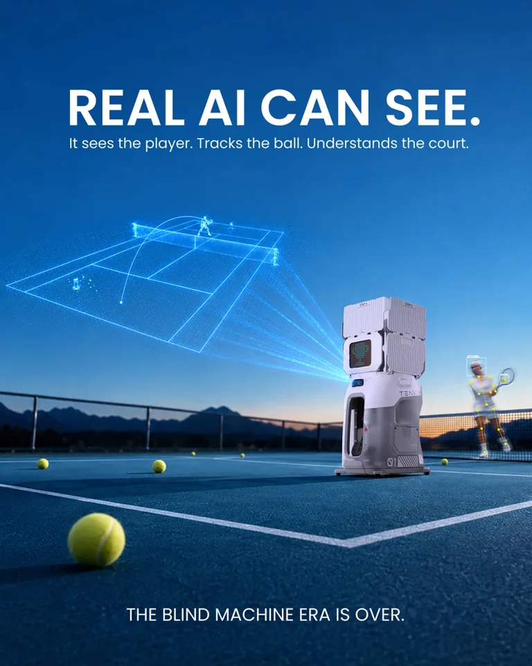 Tenniix Pro, AI tennis ball machine, smart tennis robot, tennis training machine, AI Vision tennis